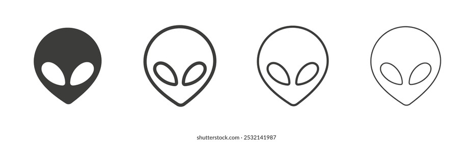 Alien icon in fill and three stroke sizes