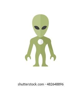 Alien icon in flat color style. Extraterrestrial, outer space, invader, humanoid 