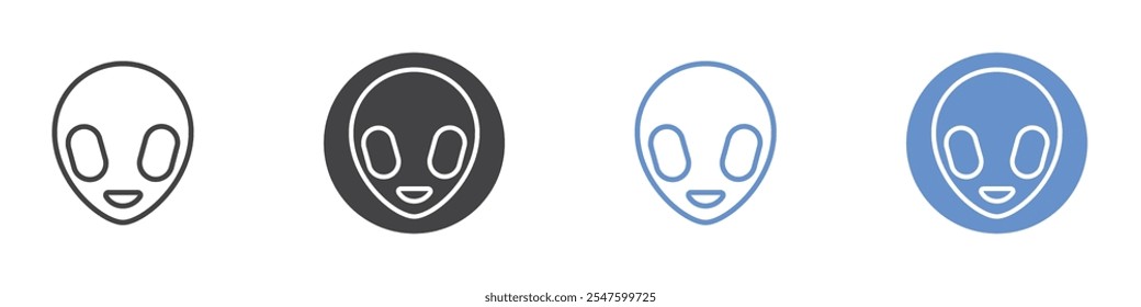 Alien icon Flat set in black and white color