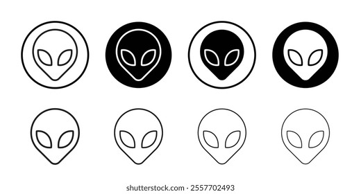 Alien icon Flat set in black and white color