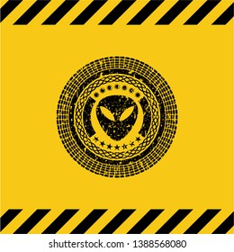 alien icon grunge warning sign emblem. Vector Illustration. Detailed.