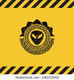 alien icon grunge warning sign emblem. Vector Illustration. Detailed.