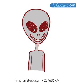alien icon, hand drawn vector illustration.
