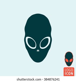 Alien icon. Alien head icon isolated, minimal design. Vector illustration
