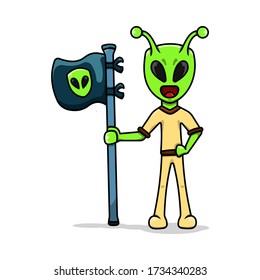 Alien icon illustration vector simple design. Flat cartoon style. isolated on white background.