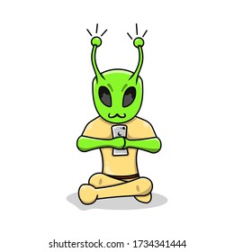 Alien icon illustration vector simple design. Flat cartoon style. isolated on white background.