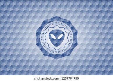 alien icon inside blue polygonal badge.