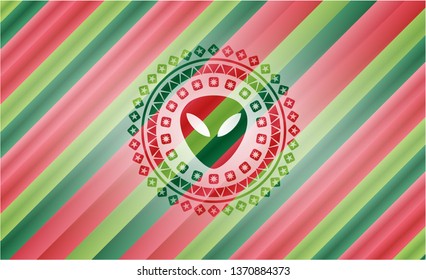 alien icon inside christmas badge.