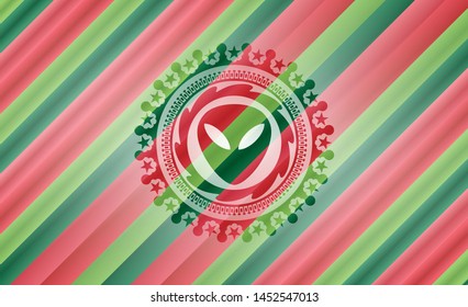 alien icon inside christmas badge background.