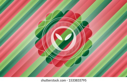 alien icon inside christmas badge background.