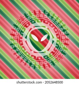 alien icon inside christmas emblem. 
