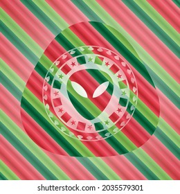 alien icon inside christmas style emblem. 