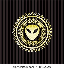 alien icon inside gold badge