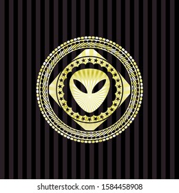 alien icon inside gold badge
