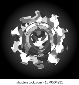alien icon inside grey camouflage texture