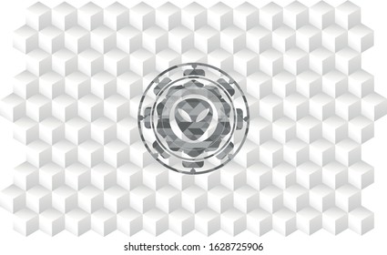 alien icon inside grey icon or emblem with geometric cube white background