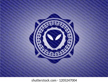 alien icon inside jean background