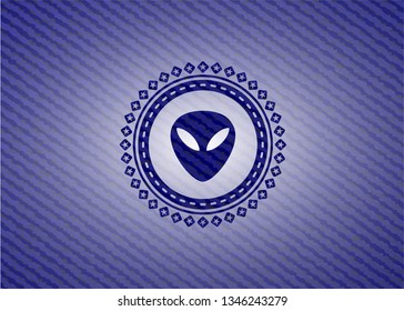 alien icon inside jean background