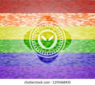 alien icon inside lgbt colors emblem 