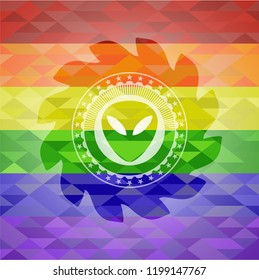 alien icon inside lgbt colors emblem 