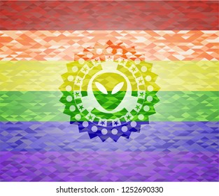 alien icon inside lgbt colors emblem 