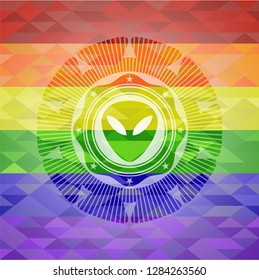 alien icon inside lgbt colors emblem 