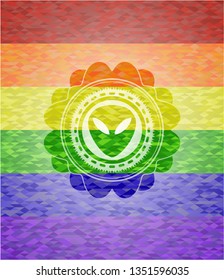 alien icon inside lgbt colors emblem 