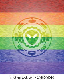 alien icon inside lgbt colors emblem 