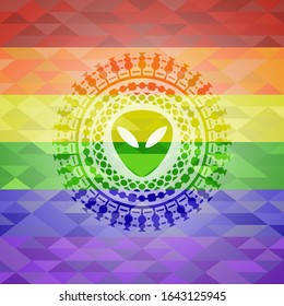 alien icon inside lgbt colors emblem 