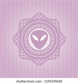 alien icon inside pink emblem. Retro