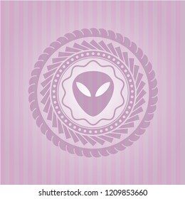 alien icon inside pink emblem. Retro