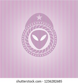 alien icon inside pink emblem