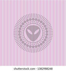 alien icon inside pink emblem. Retro