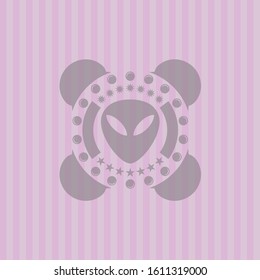 alien icon inside pink emblem. Vintage.
