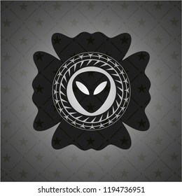 alien icon inside realistic black emblem