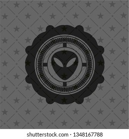 alien icon inside realistic black emblem
