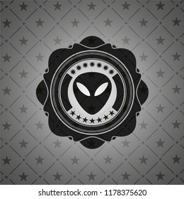 alien icon inside realistic dark emblem