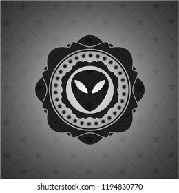 alien icon inside realistic dark emblem