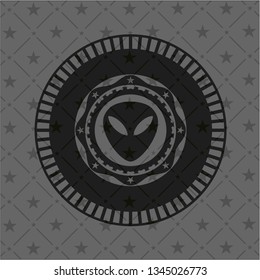 alien icon inside realistic dark emblem