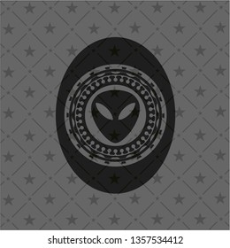 alien icon inside realistic dark emblem