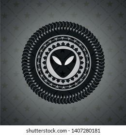 alien icon inside realistic dark emblem