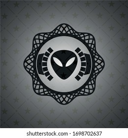 alien icon inside realistic dark emblem