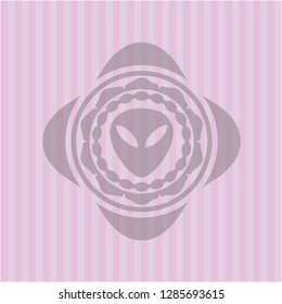 alien icon inside realistic pink emblem