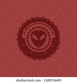 alien icon inside realistic red emblem
