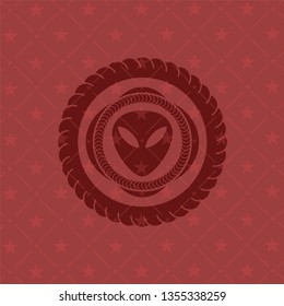 alien icon inside realistic red emblem