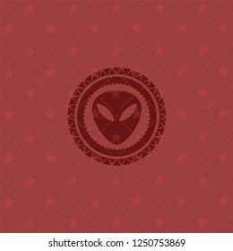 alien icon inside red emblem. Vintage.