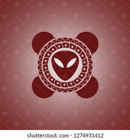 alien icon inside red emblem. Vintage.
