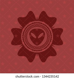 alien icon inside red emblem. Vintage.