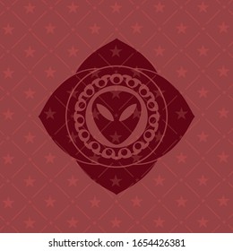 alien icon inside red emblem. Vintage.