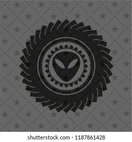 alien icon inside retro style black emblem